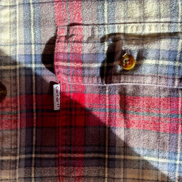 Carhartt medium men’s plaid heavy flannel original fit button front shirt. - Picture 4 of 8